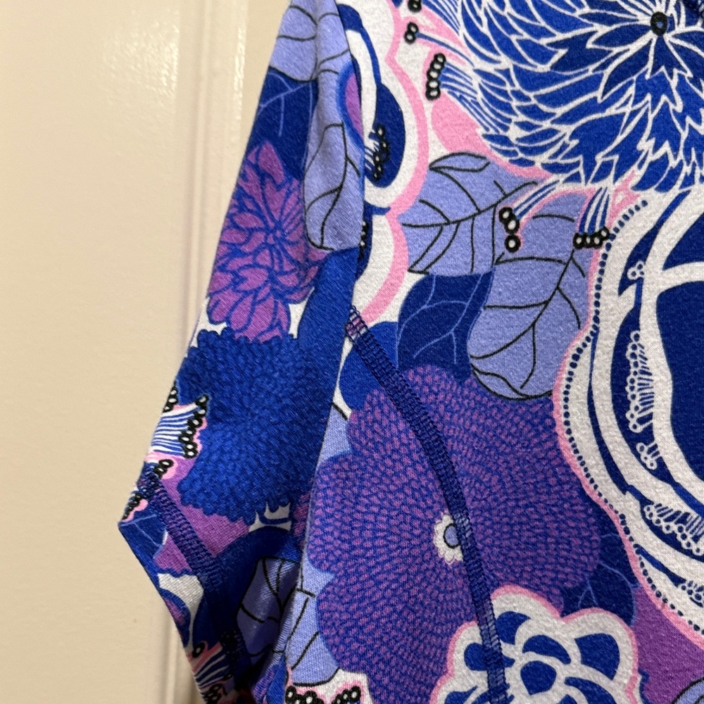 Talbots Purple and Pink Floral Short-Sleeve Scoop Neck Top XL - Picture 5 of 8